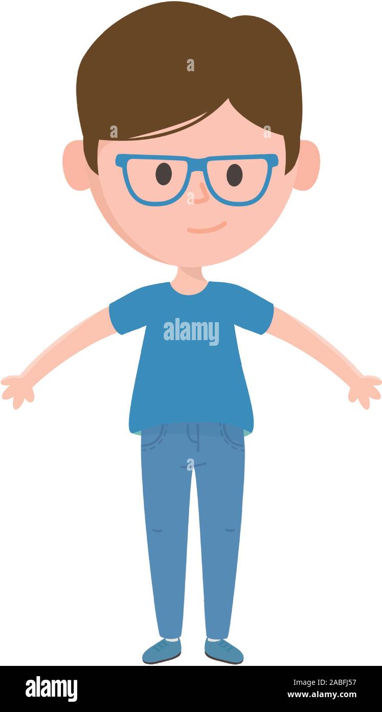 young man standing character white background vector illustration Stock ...