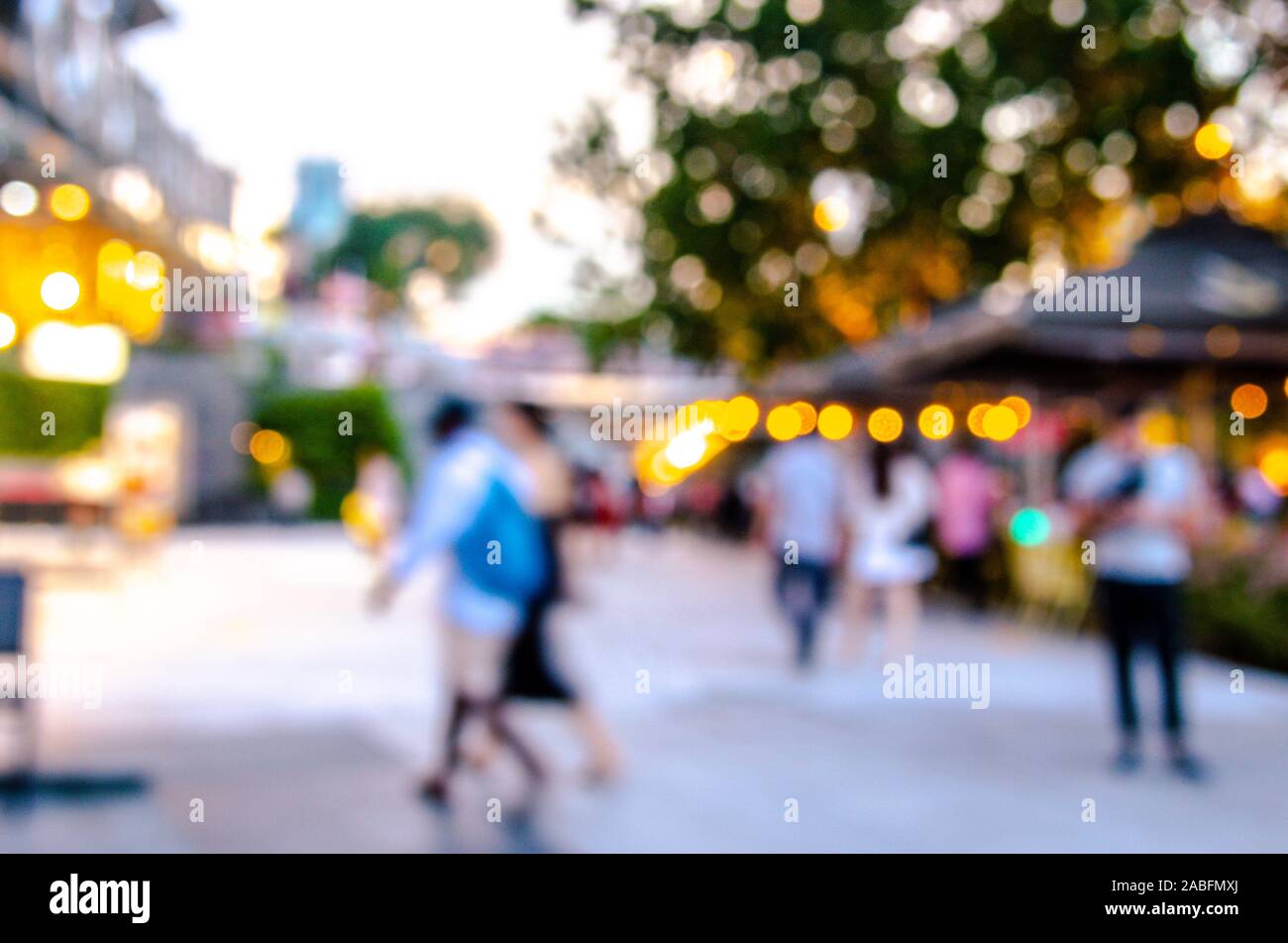 Blurred people walking at Marina Bay, Singapore.for background use Stock Photo