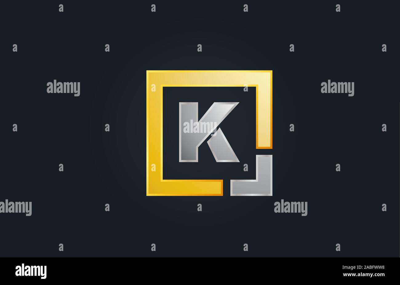 gold silver metal letter K alphabet logo design icon for business ...