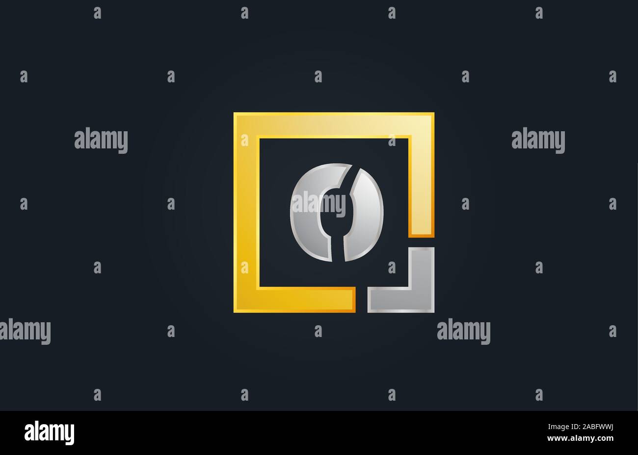 gold silver metal letter O alphabet logo design icon for business ...