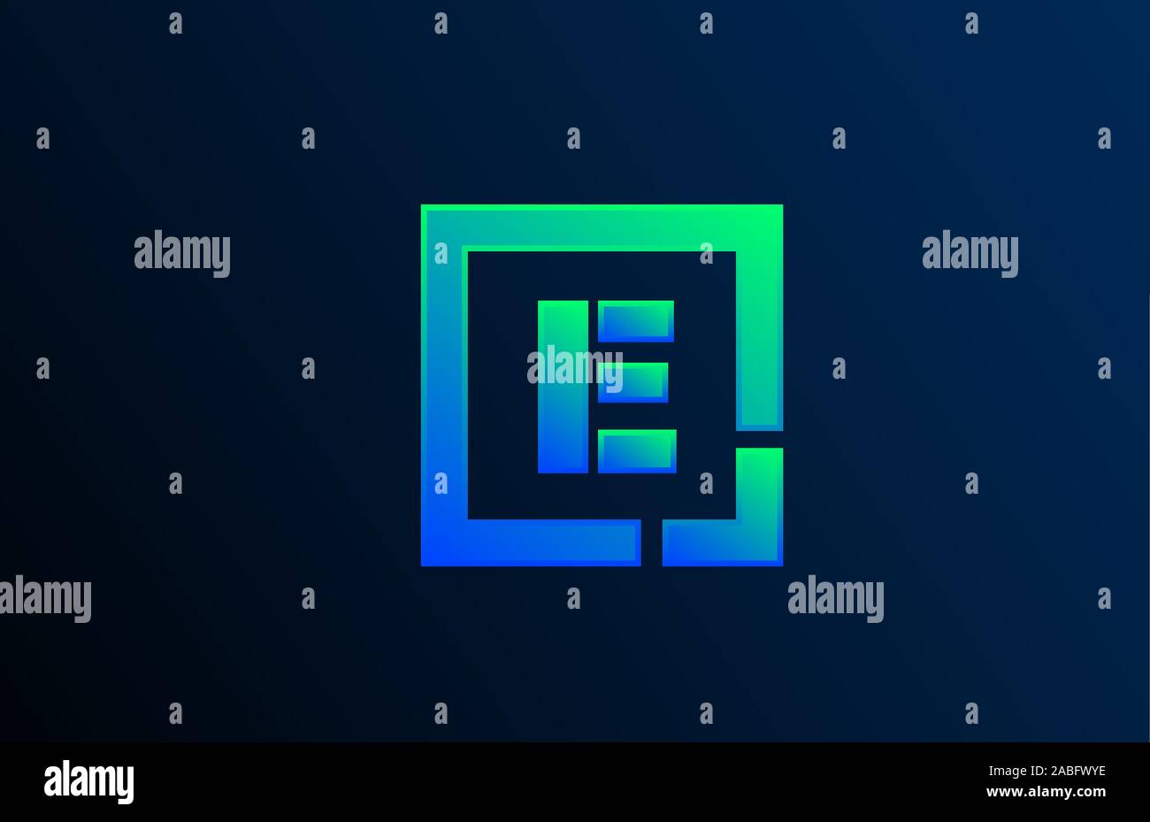 blue green letter E alphabet logo design icon for business. Suitable as