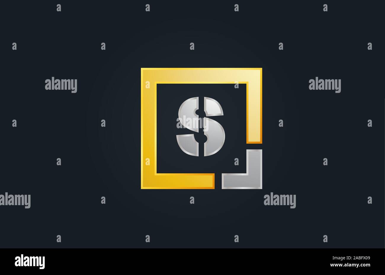 gold silver metal letter S alphabet logo design icon for business ...