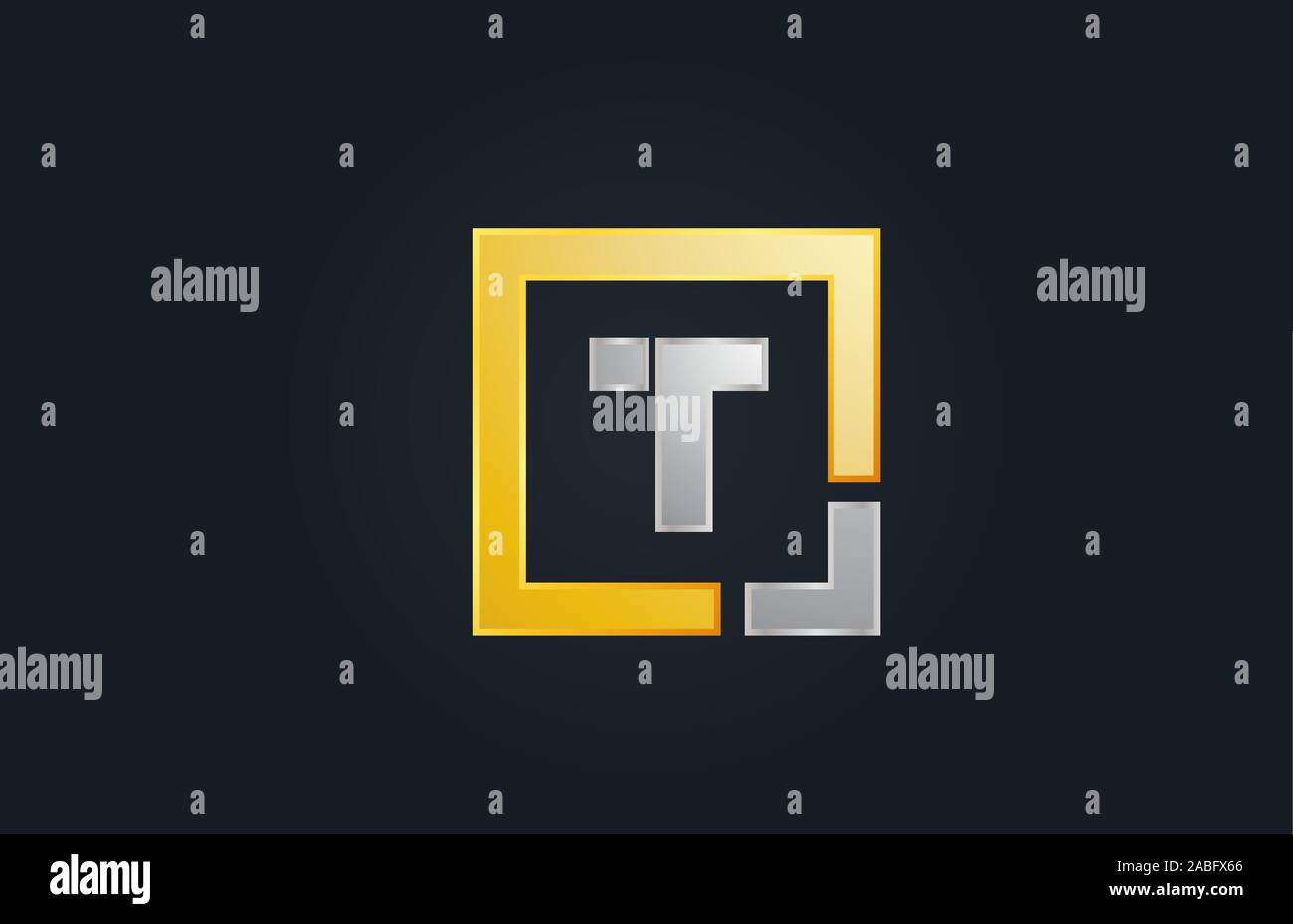 gold silver metal letter T alphabet logo design icon for business ...