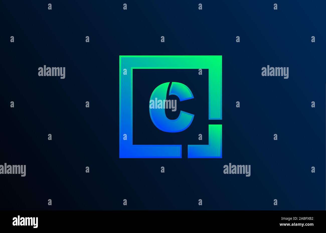 blue green letter C alphabet logo design icon for business. Suitable as ...