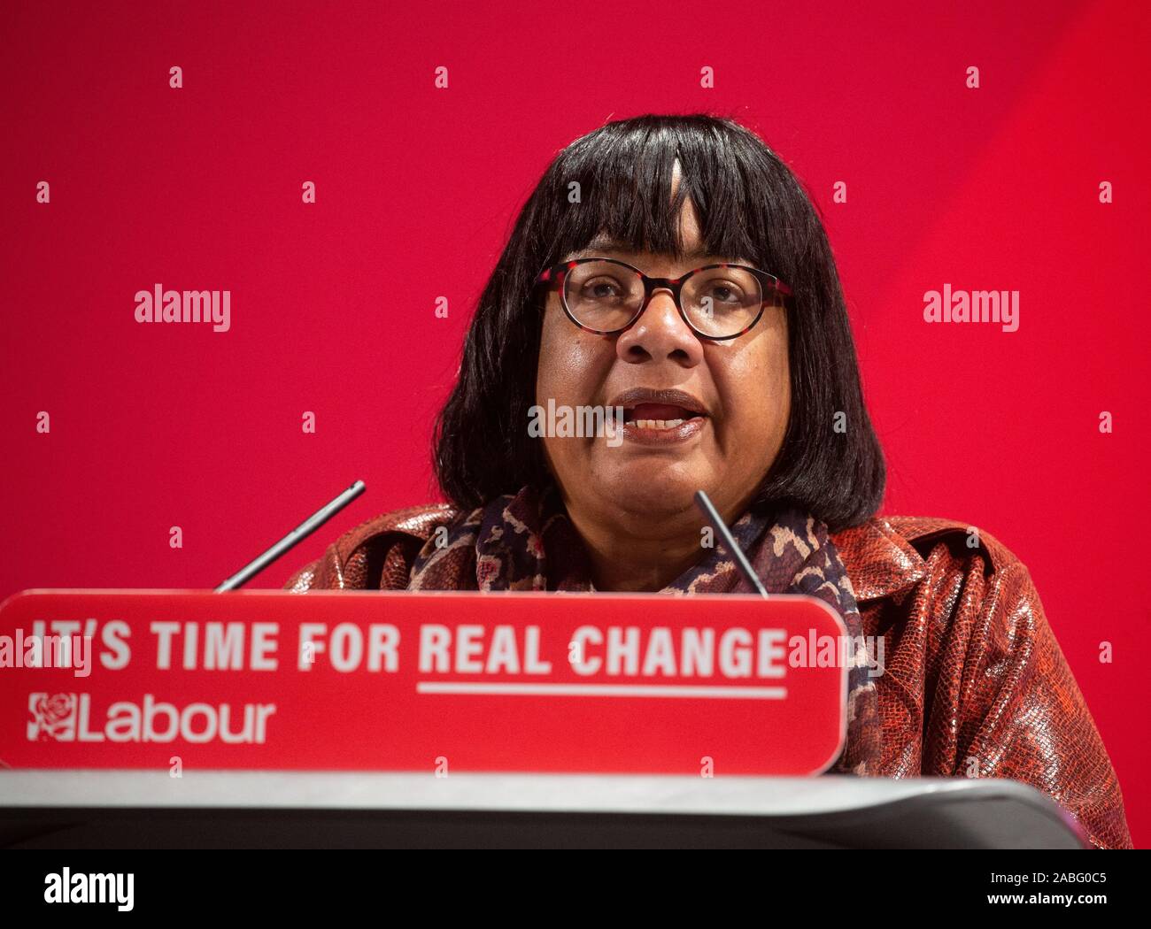 Shadow Home Secretary, Diane Abbott, speaking at the launch of the Labour Race and Faith Manifesto. She is MP for Hackney North and Stoke Newington. Stock Photo