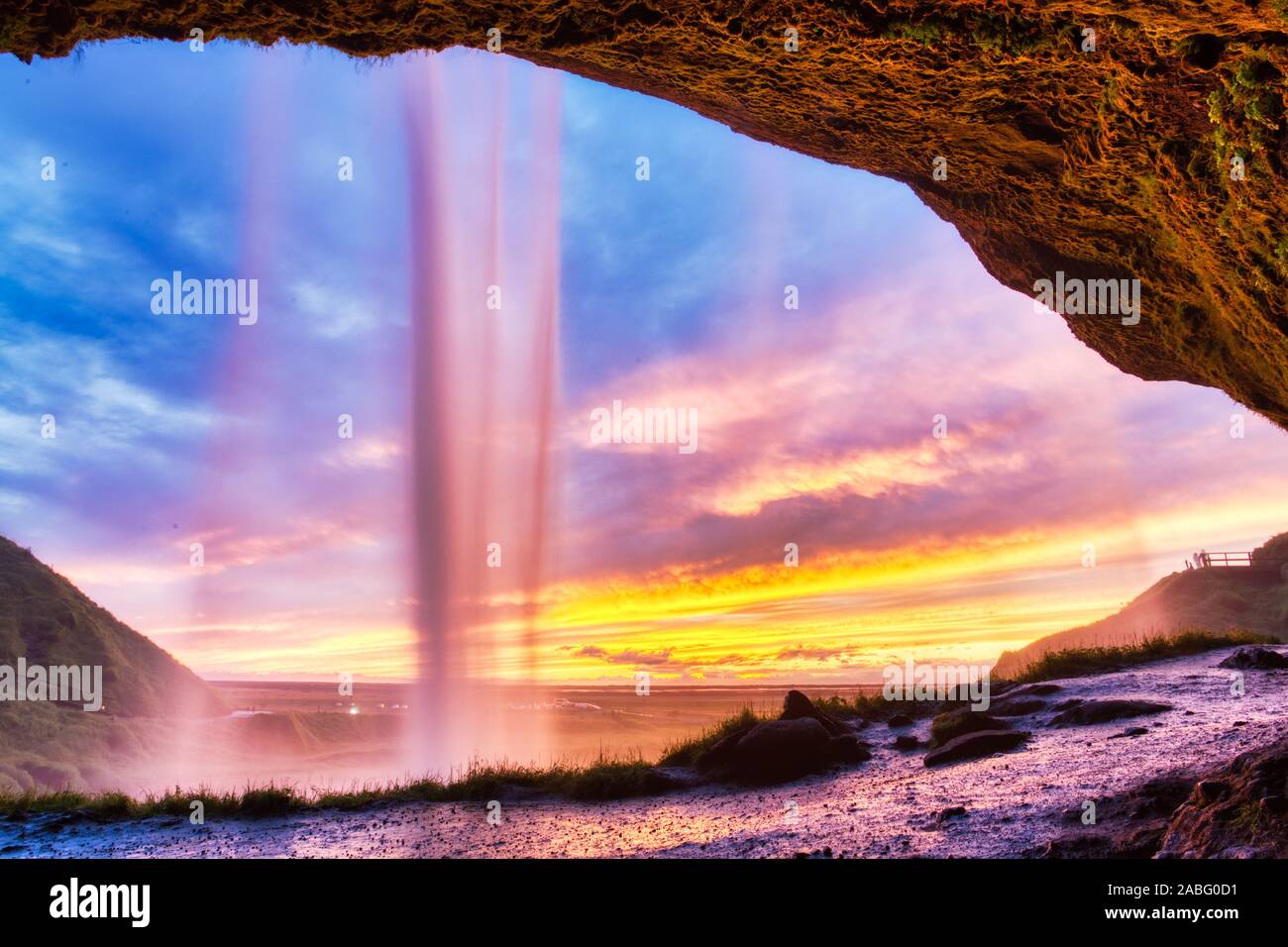 Seljalandsfoss Waterfall at Sunset, Iceland Stock Photo - Alamy