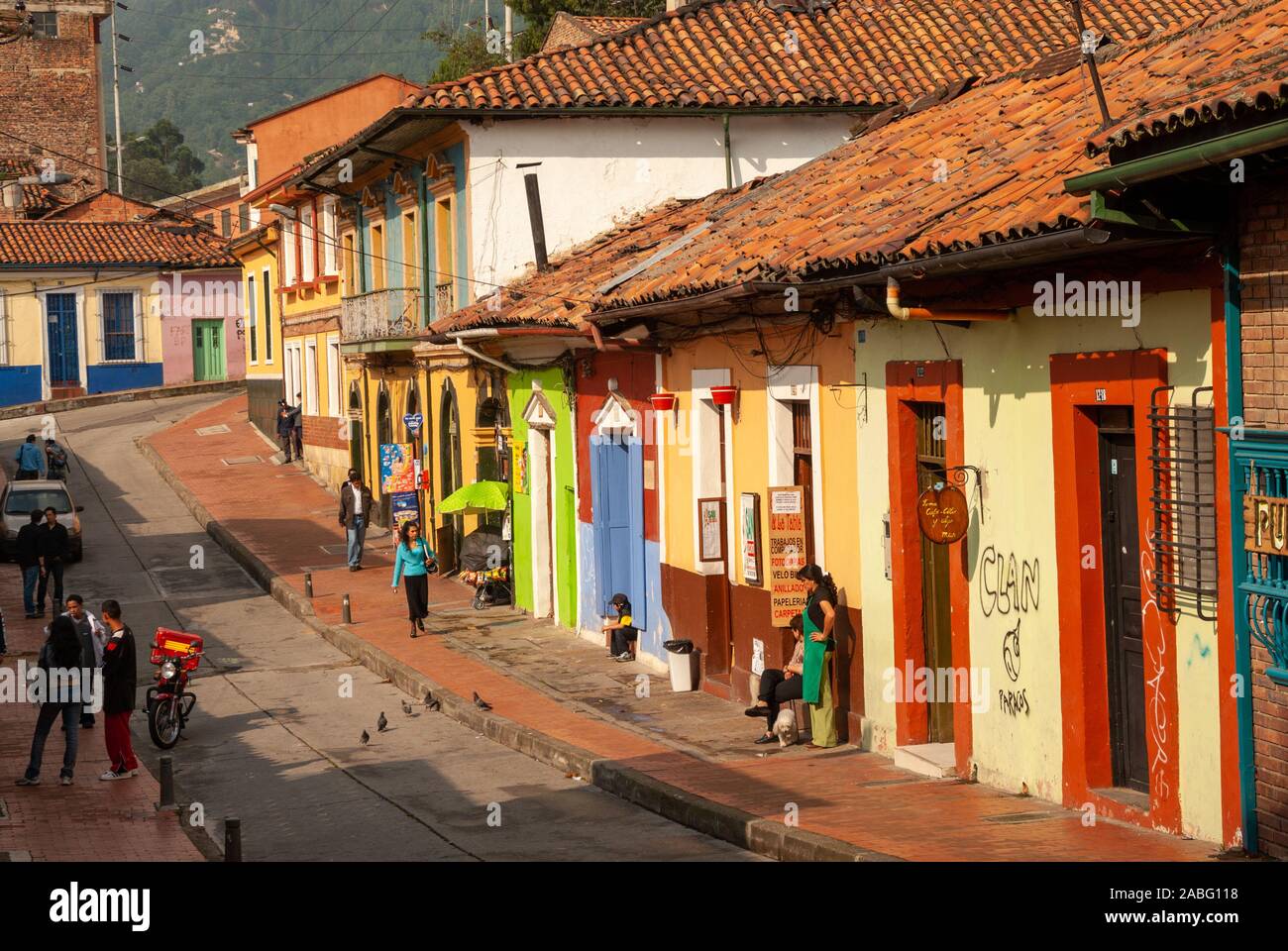 Street in La Candelaria, Bogota, Colombia Stock Photo