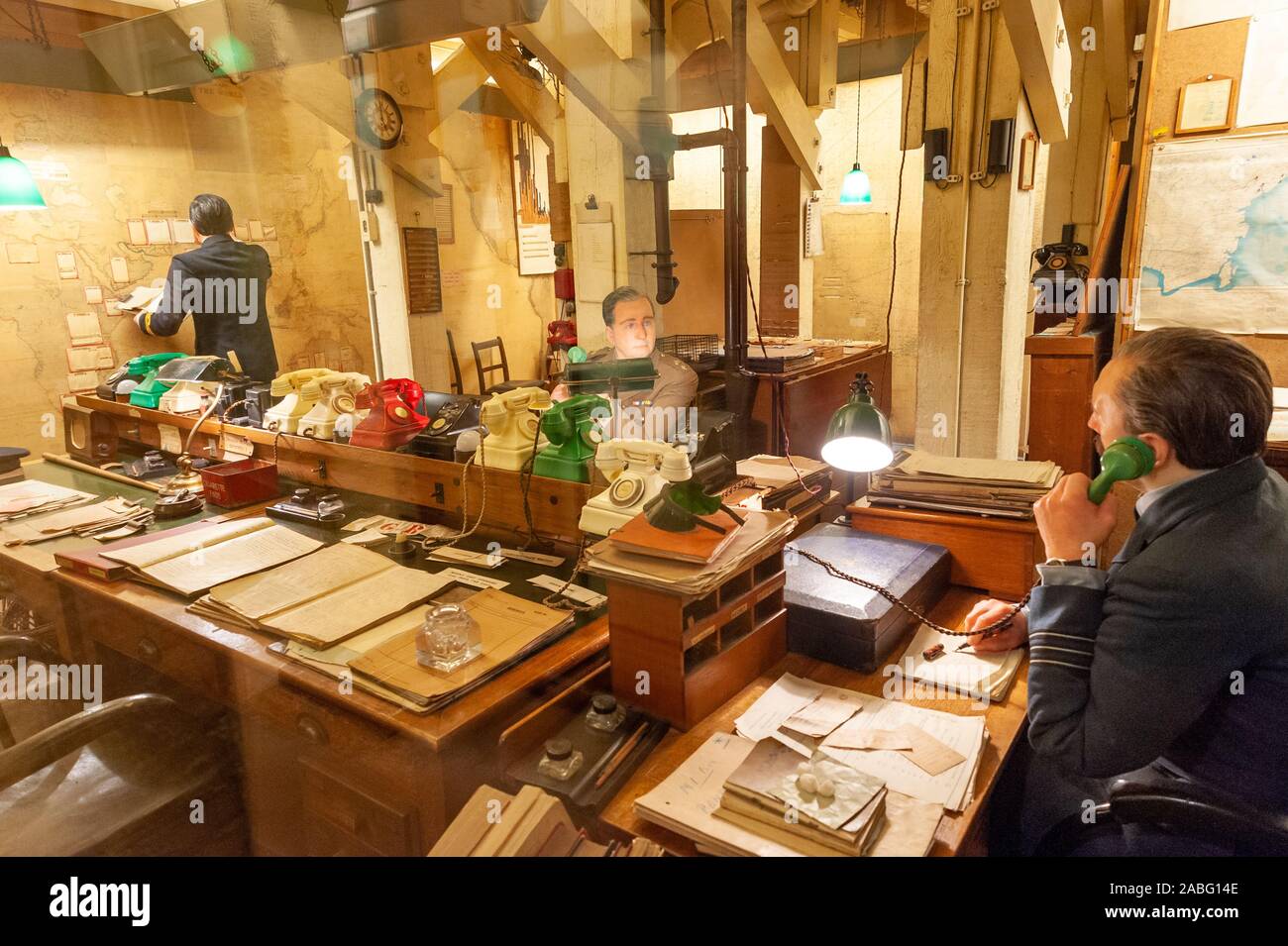 The Map Room in the Churchill War Rooms museum, London, UK Stock Photo