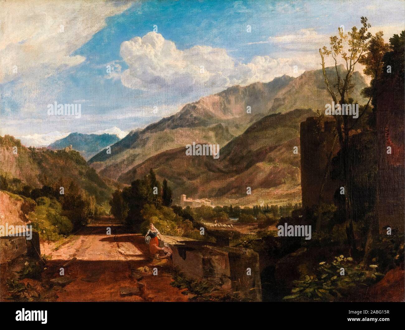 JMW Turner, Chateau de St. Michael, Bonneville, Savoy, landscape painting, 1802-1803 Stock Photo