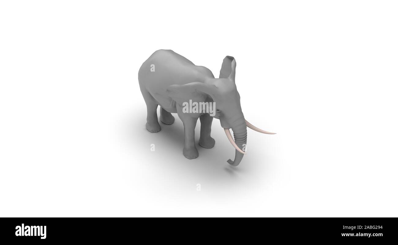 Elephant on White Background 3D Rendering Stock Photo - Alamy