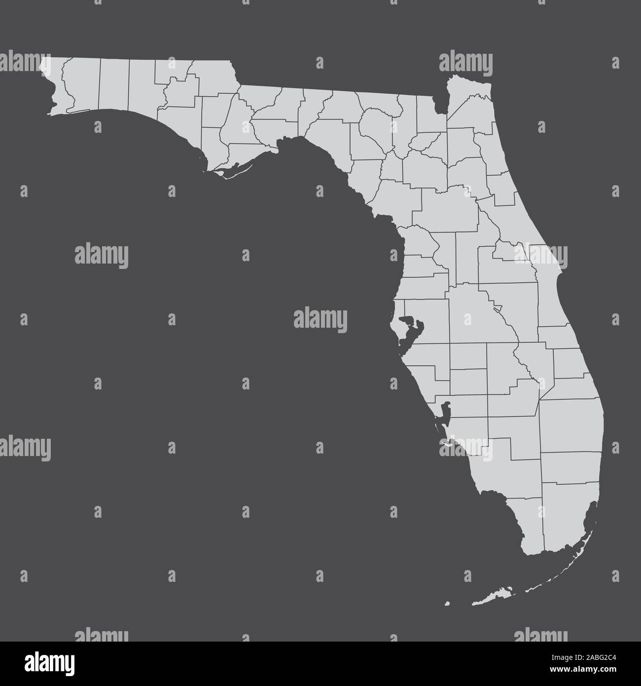 Florida counties map Stock Vector - Florida Counties Map 2ABG2C4