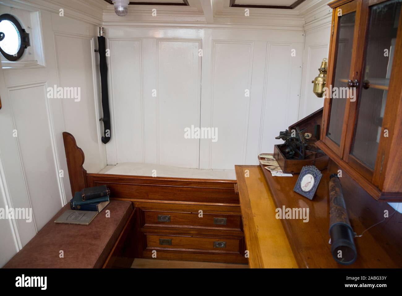 Masters / Master s cabin accommodation (deck house, at the stern ) on the sailing ship the Cutty Sark, Greenwich. London. UK. (105) Stock Photo