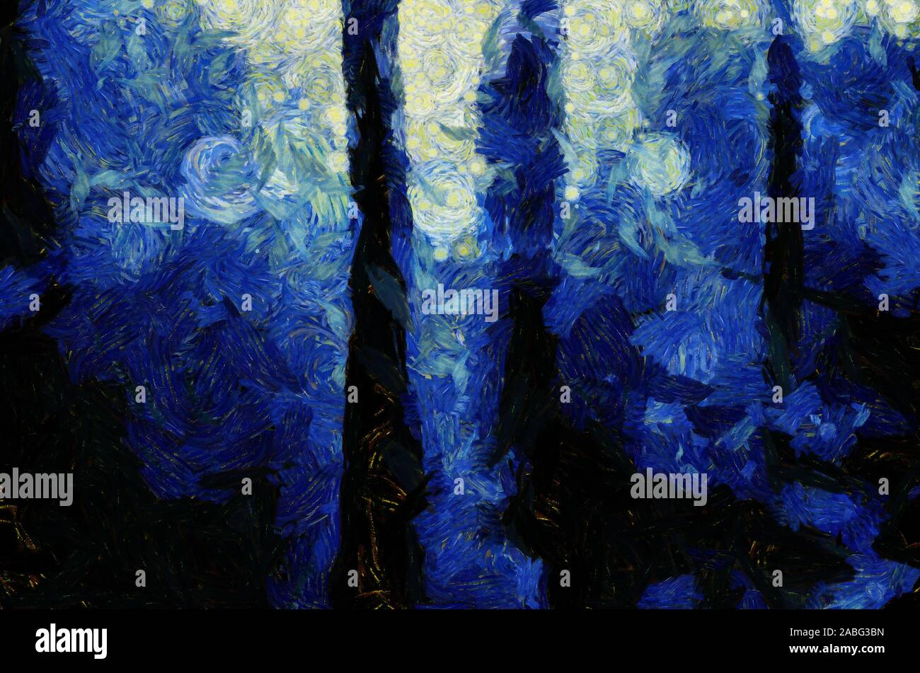 Digital painting. Surreal dark forest Stock Photo - Alamy