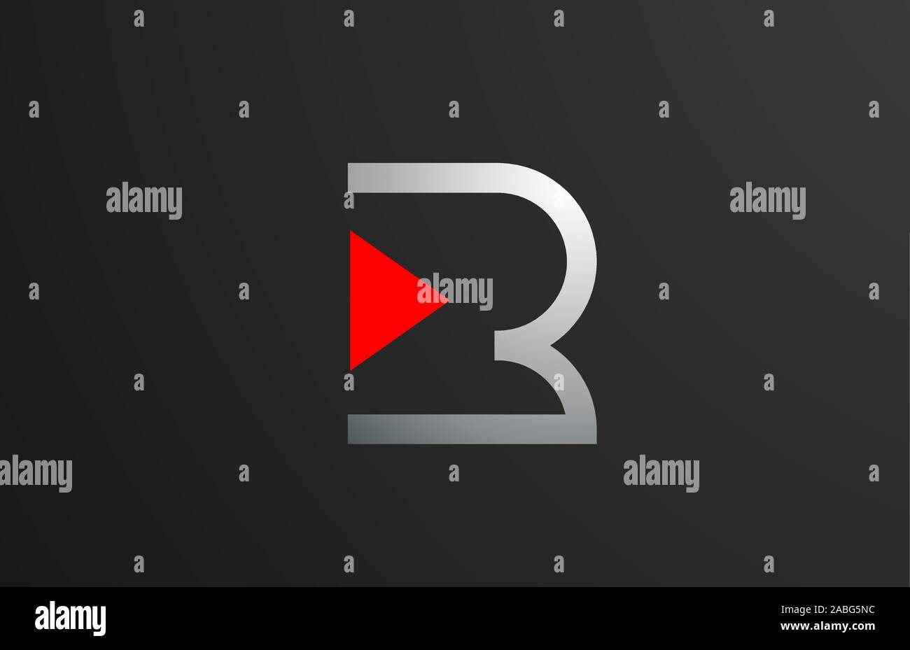 triangle red grey letter R alphabet logo design icon for company or ...