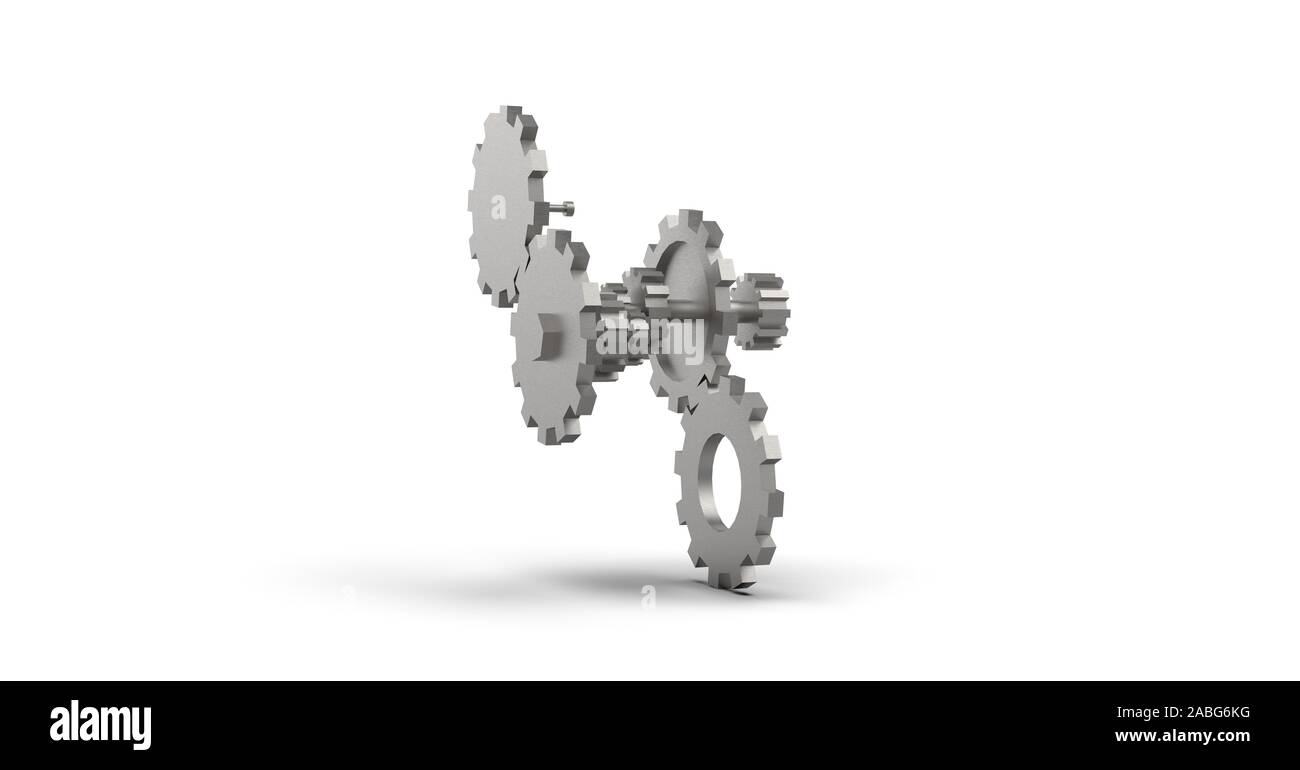Metal Gear isolated on White 3D Rendering Stock Photo - Alamy
