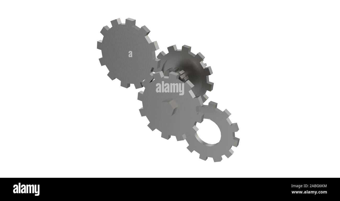 Metal Gear isolated on White 3D Rendering Stock Photo - Alamy