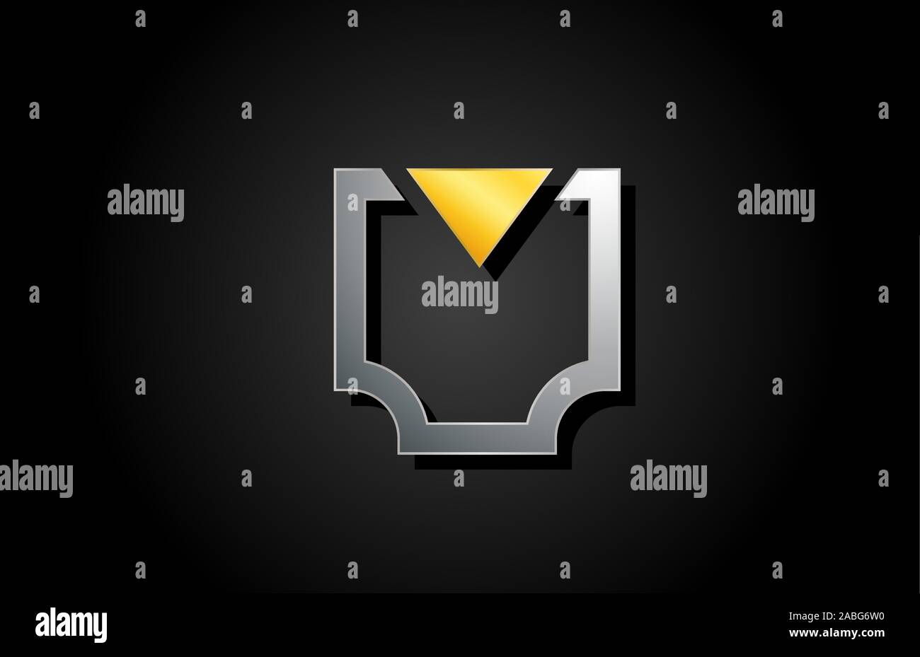 gold and silver metal letter V alphabet logo design icon for business ...