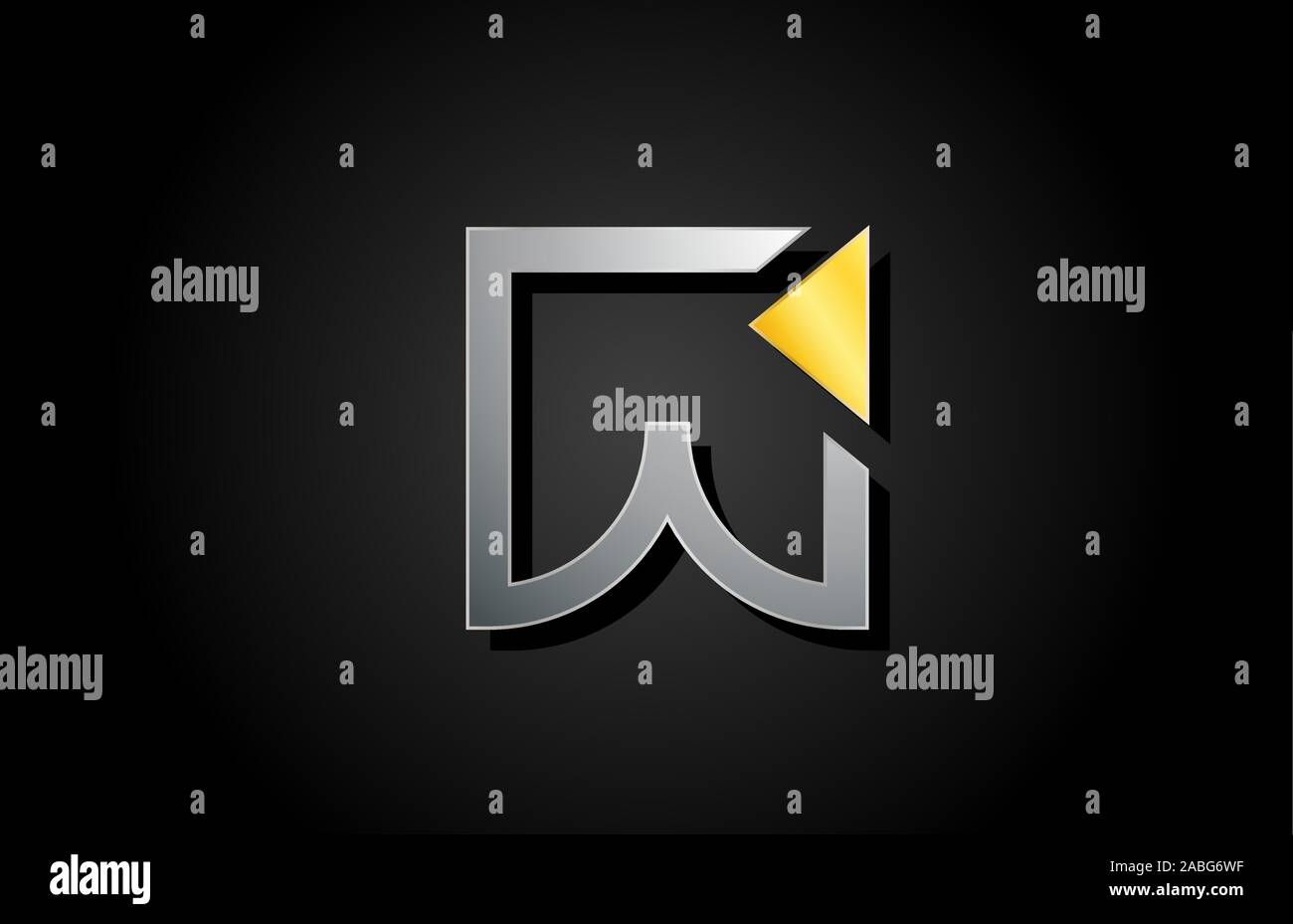 gold and silver metal letter W alphabet logo design icon for business ...