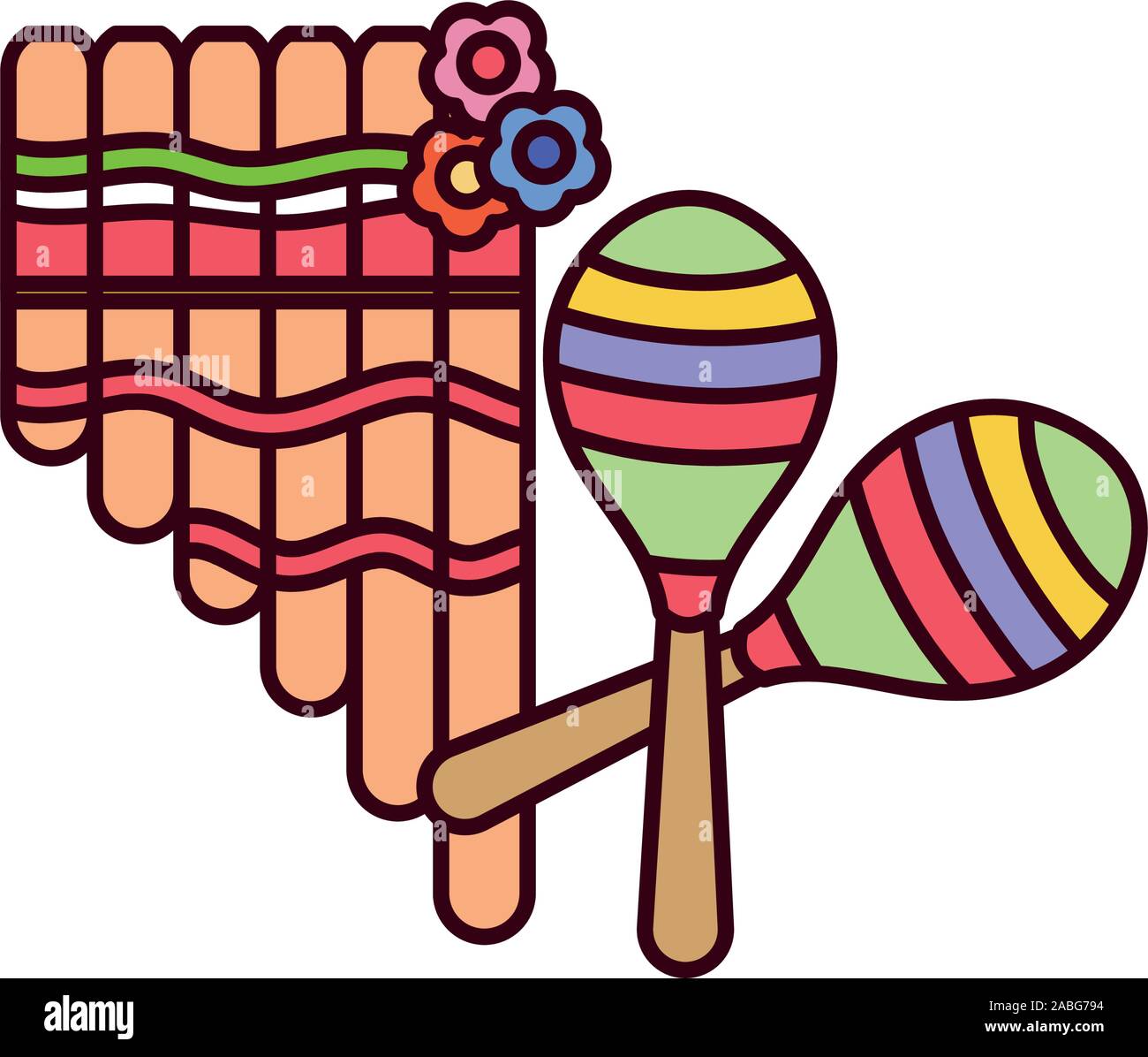 Maracas and pan flute instrument design, Music sound melody musical art