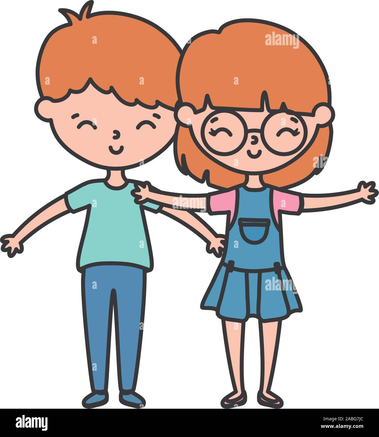 Girl And Boy Cartoon Design Kids Friendship Childhood Little People Lifestyle And Person Theme Vector Illustration Stock Vector Image Art Alamy