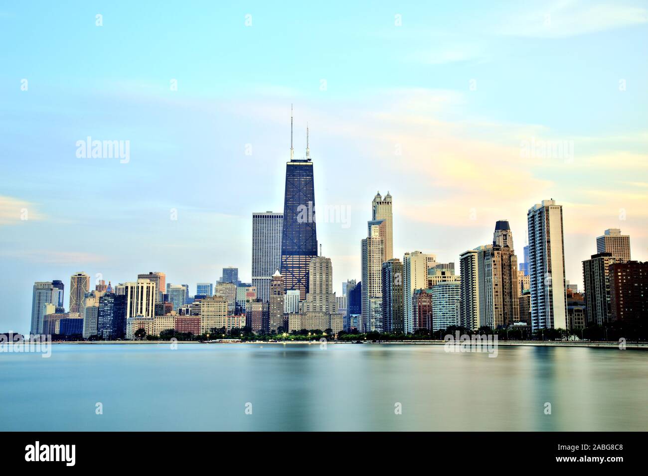 Chicago Skyline Panorama at Dusk Stock Photo - Alamy