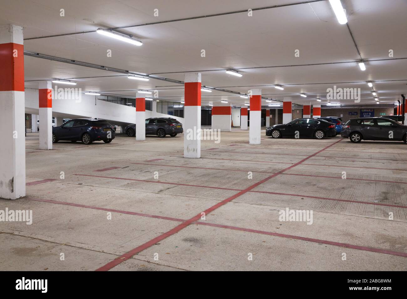 Cars parked in the car park during the evening in Admiralty Road