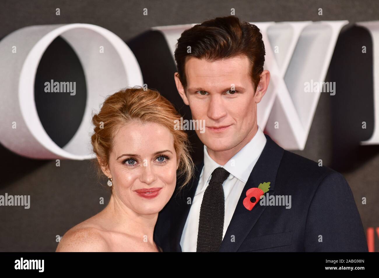 Claire Foy, Matt Smith. 'The Crown' TV Series Premiere, Odeon Leicester Square, London. UK Stock Photo