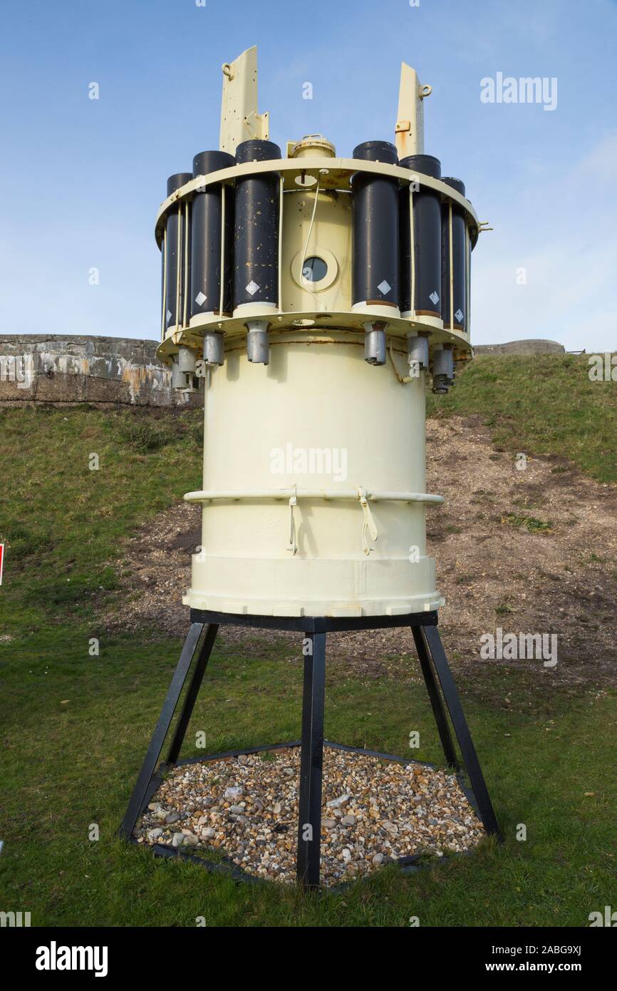 The Reclaim Bell; Diving Bell from HMS Reclaim dive equipment display. Exterior of The Diving Museum, Gosport. Hampshire / Hants. UK. (105) Stock Photo
