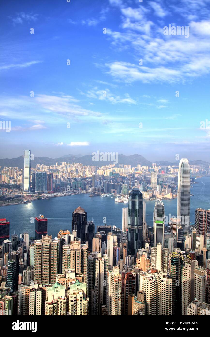 Hong Kong Skyline at Sunset at Sunny Day Stock Photo - Alamy