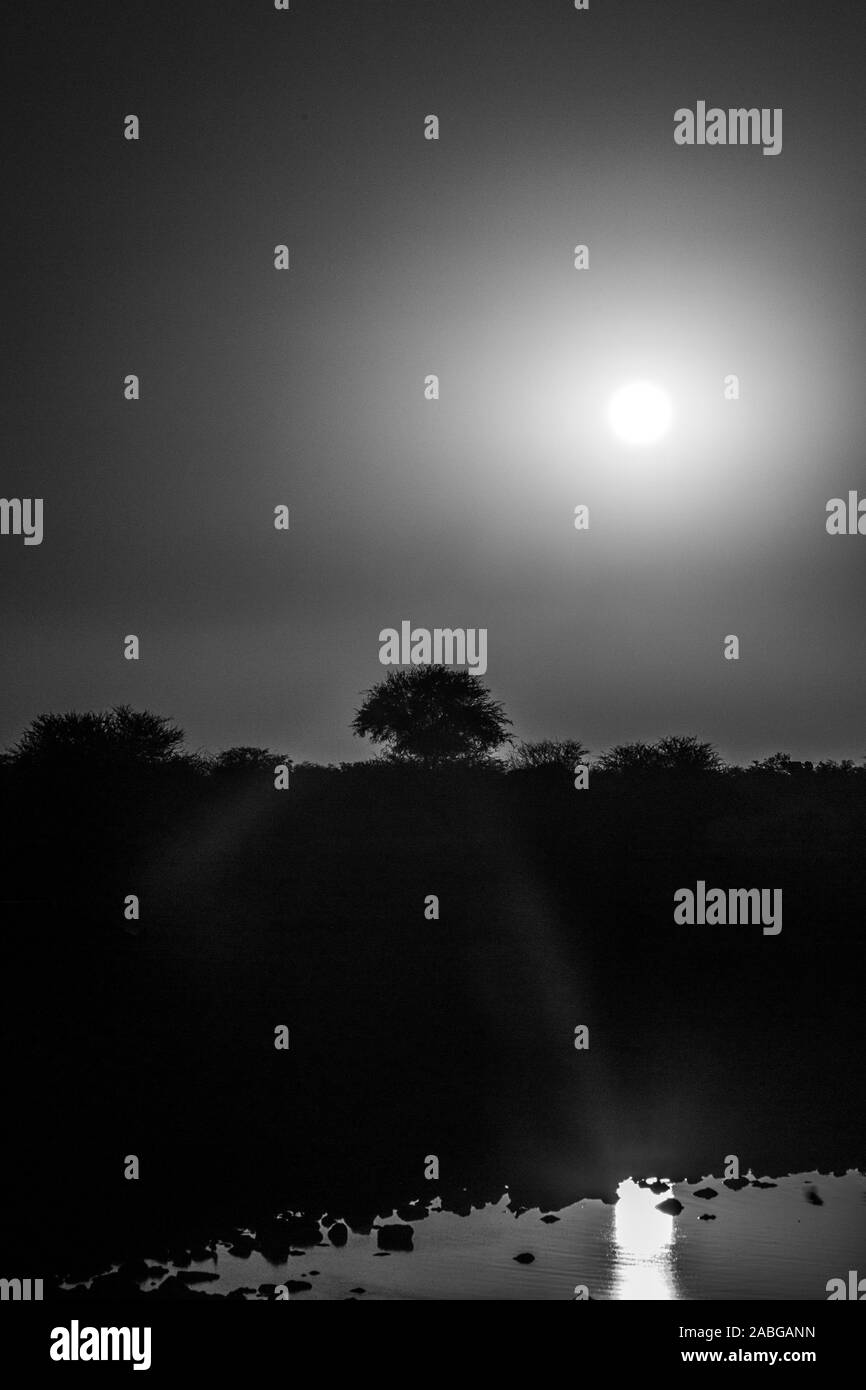 Panoramic sunset view in Black and White Stock Photos & Images - Alamy