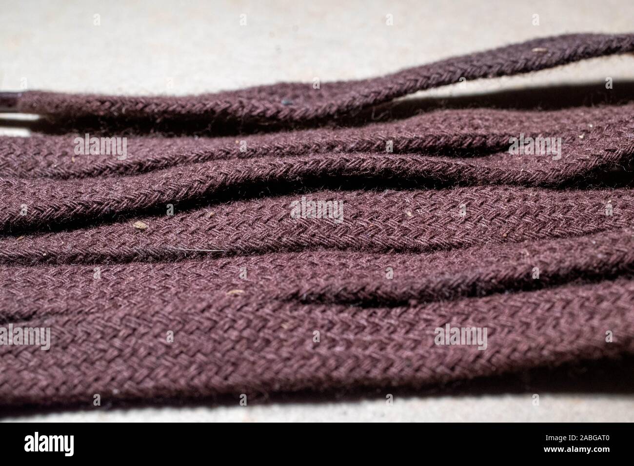 close-up of a brown shoelace Stock Photo