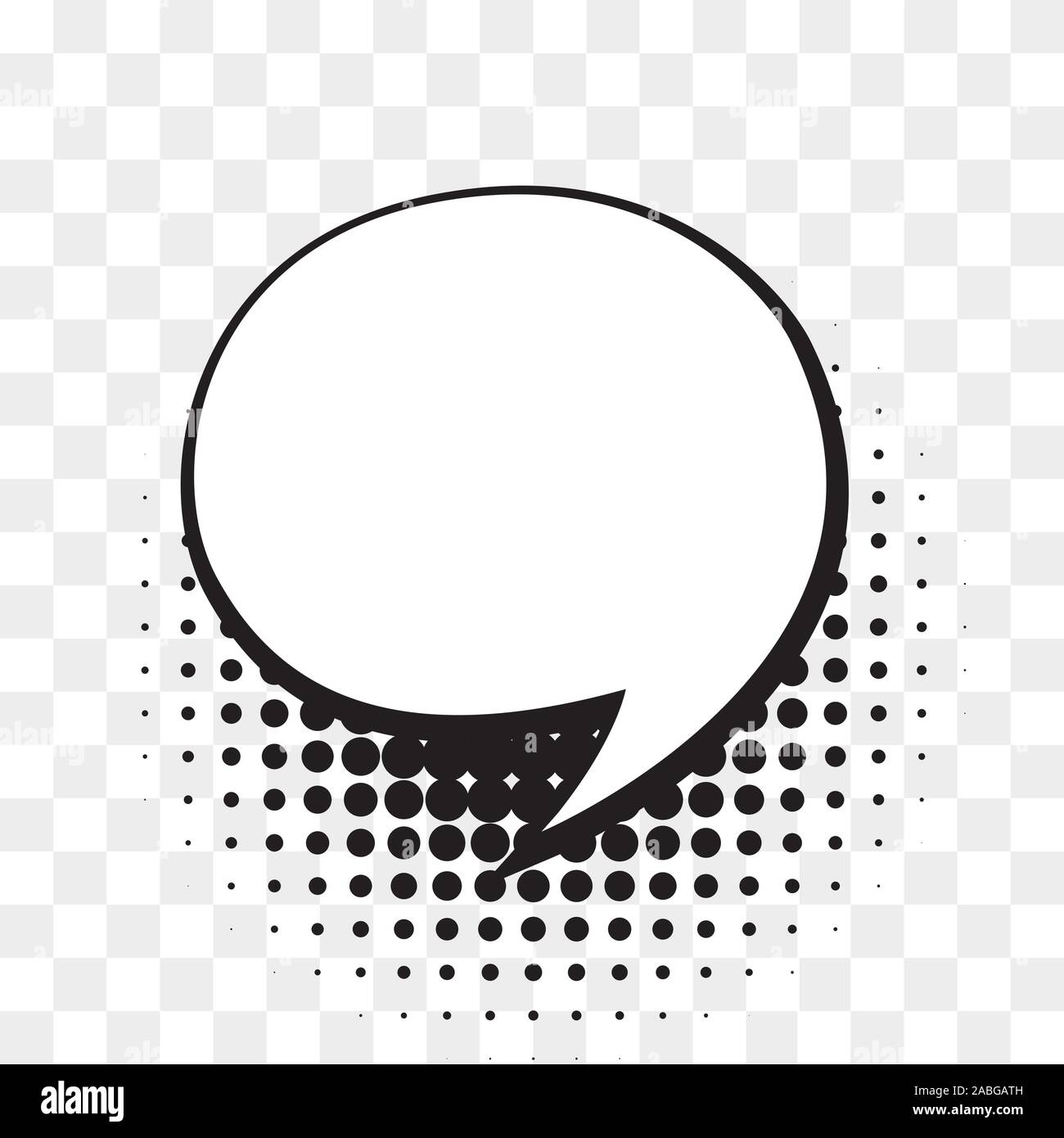 Comic empty speech bubble on halftone dots background in retro style. Stock Vector