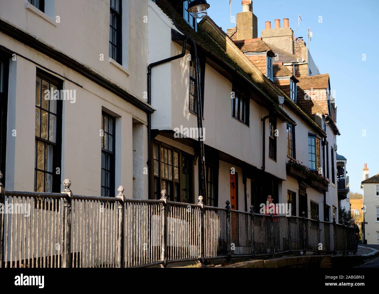 Cottages on Croft Road in the old town of Hastings, East Sussex Stock