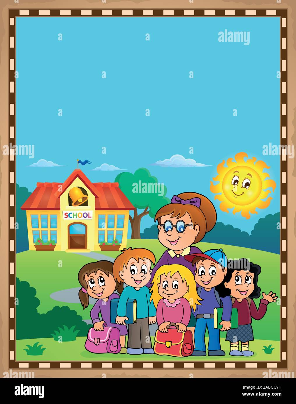 School class theme parchment 2 eps10 vector illustration Stock Vector