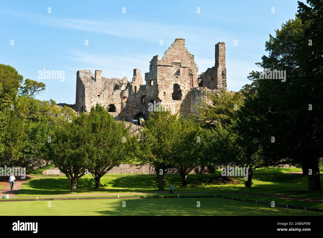 Dirleton Castle and grounds. East Lothian, Scotland Stock Photo