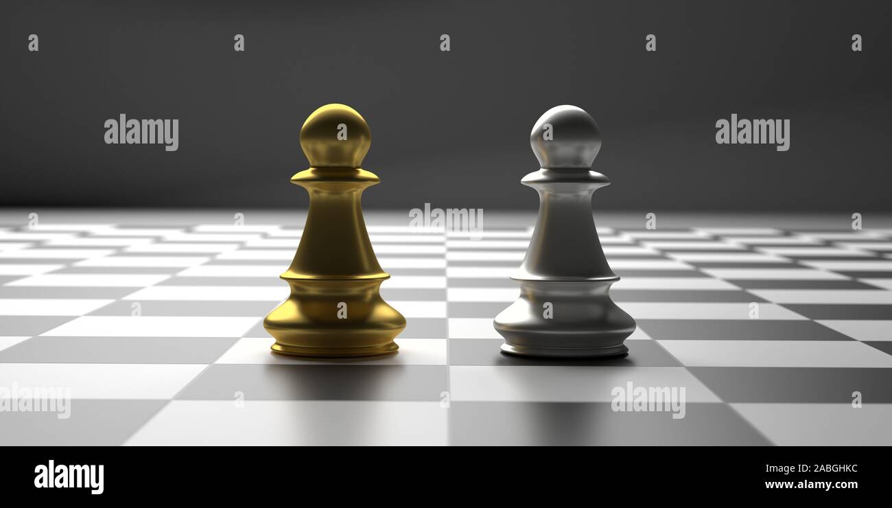 Group Of Chess Pieces Stand On A Black Chessboard Background, 3d