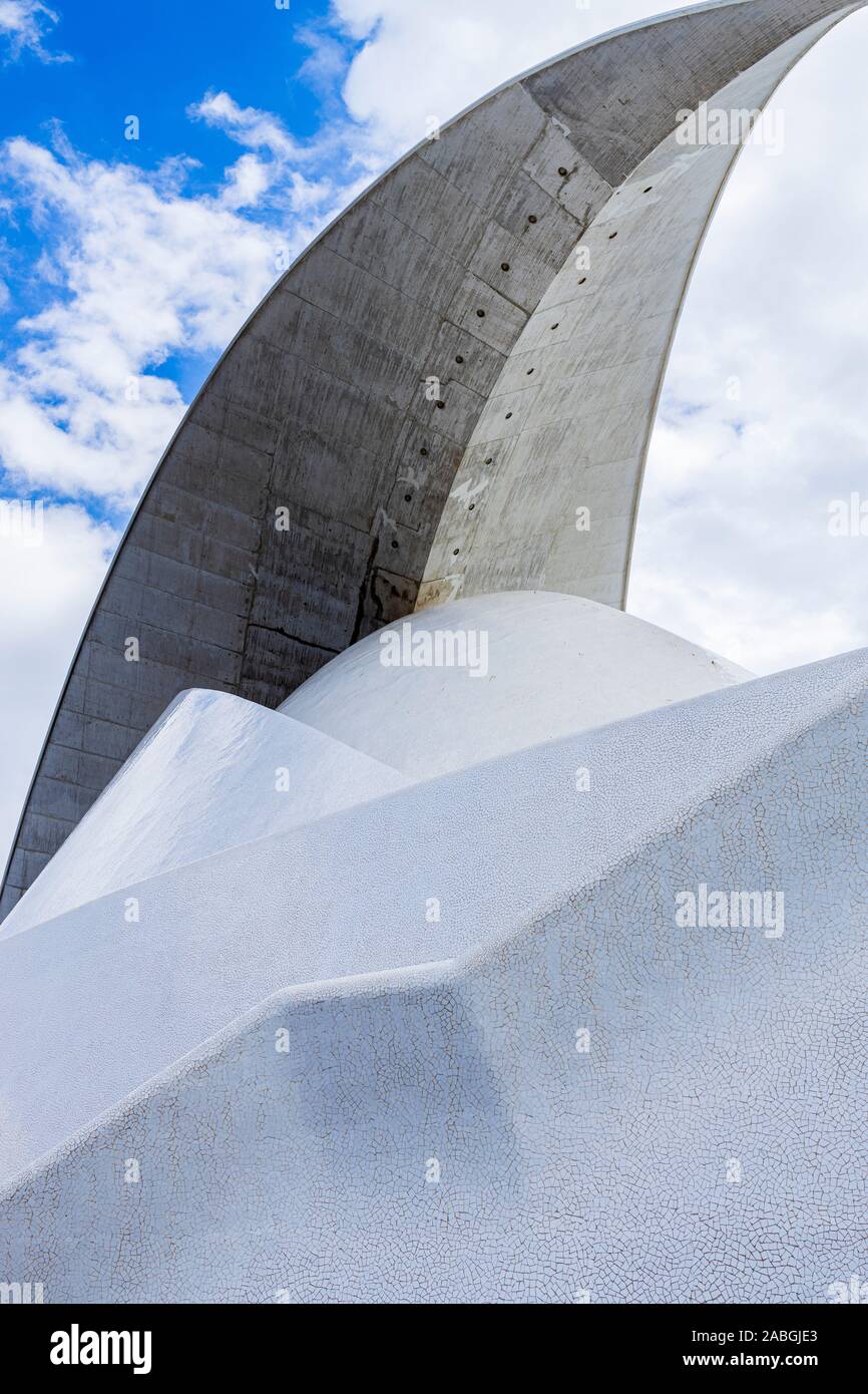 Architectural detail of the Santiago Calatrava designed Auditorium, auditorio Adan Martin, concert hall, Santa Cruz de Tenerife, Canary Islands, Spain Stock Photo