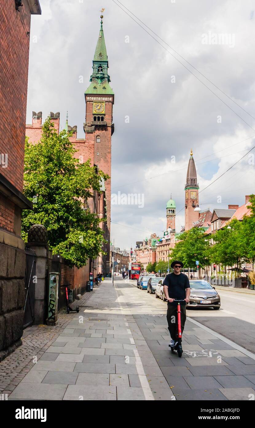 Street view of Vester Voldgade in Copenhagen, Denmark Stock Photo