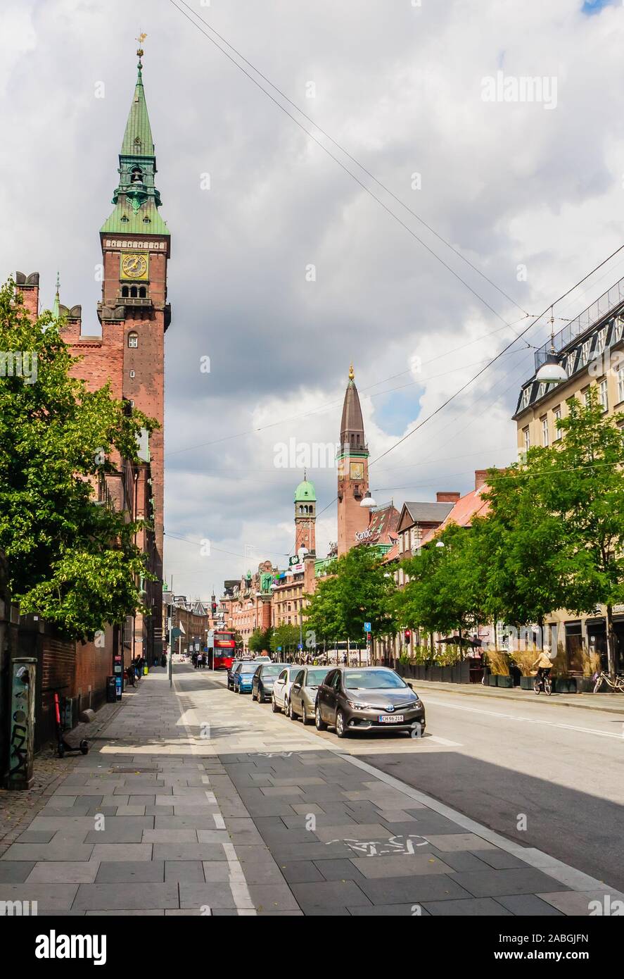 Street view of Vester Voldgade in Copenhagen, Denmark Stock Photo