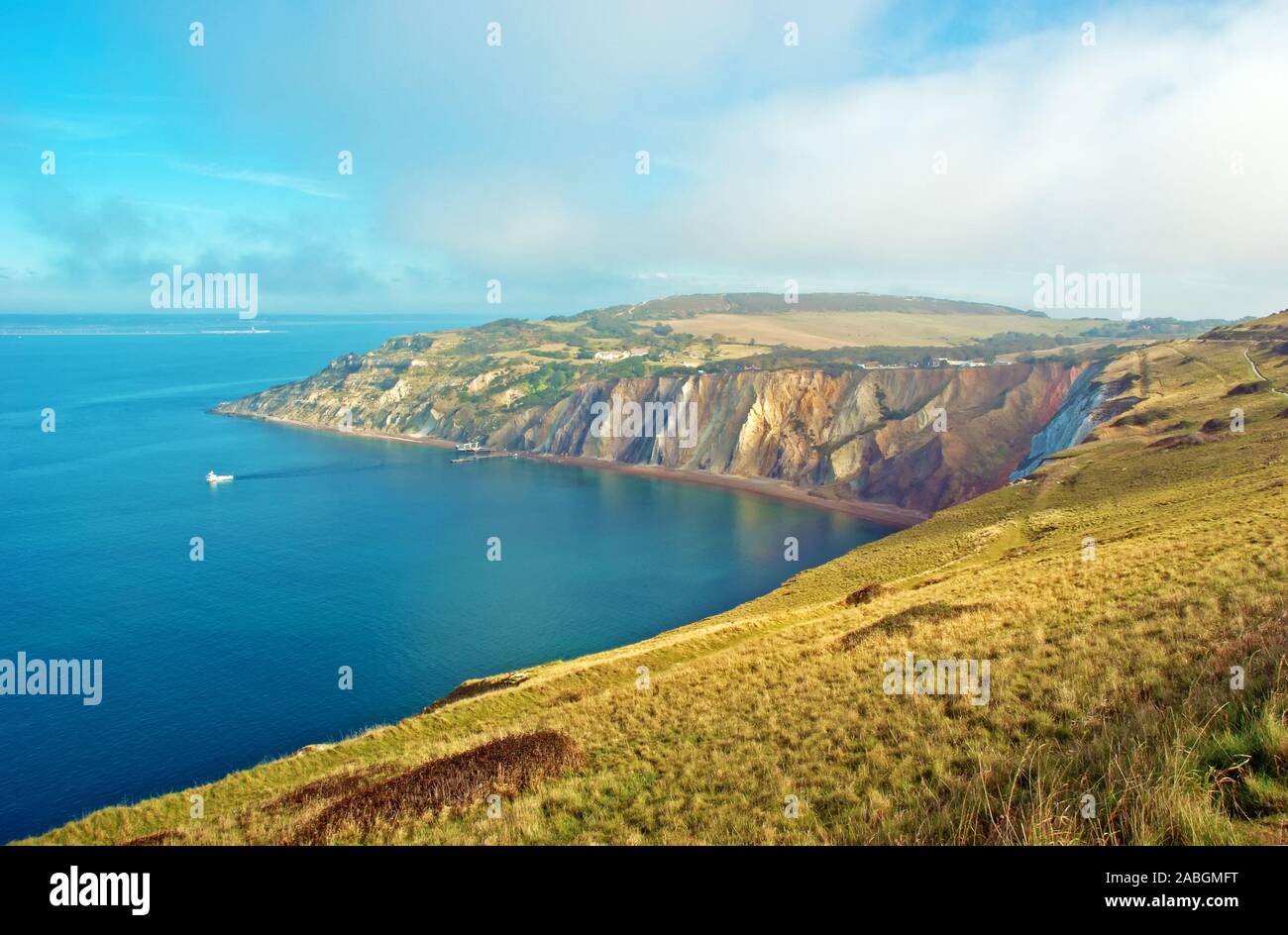 Alum Bay and The Needles Park on the Isle of wight. Stock Photo