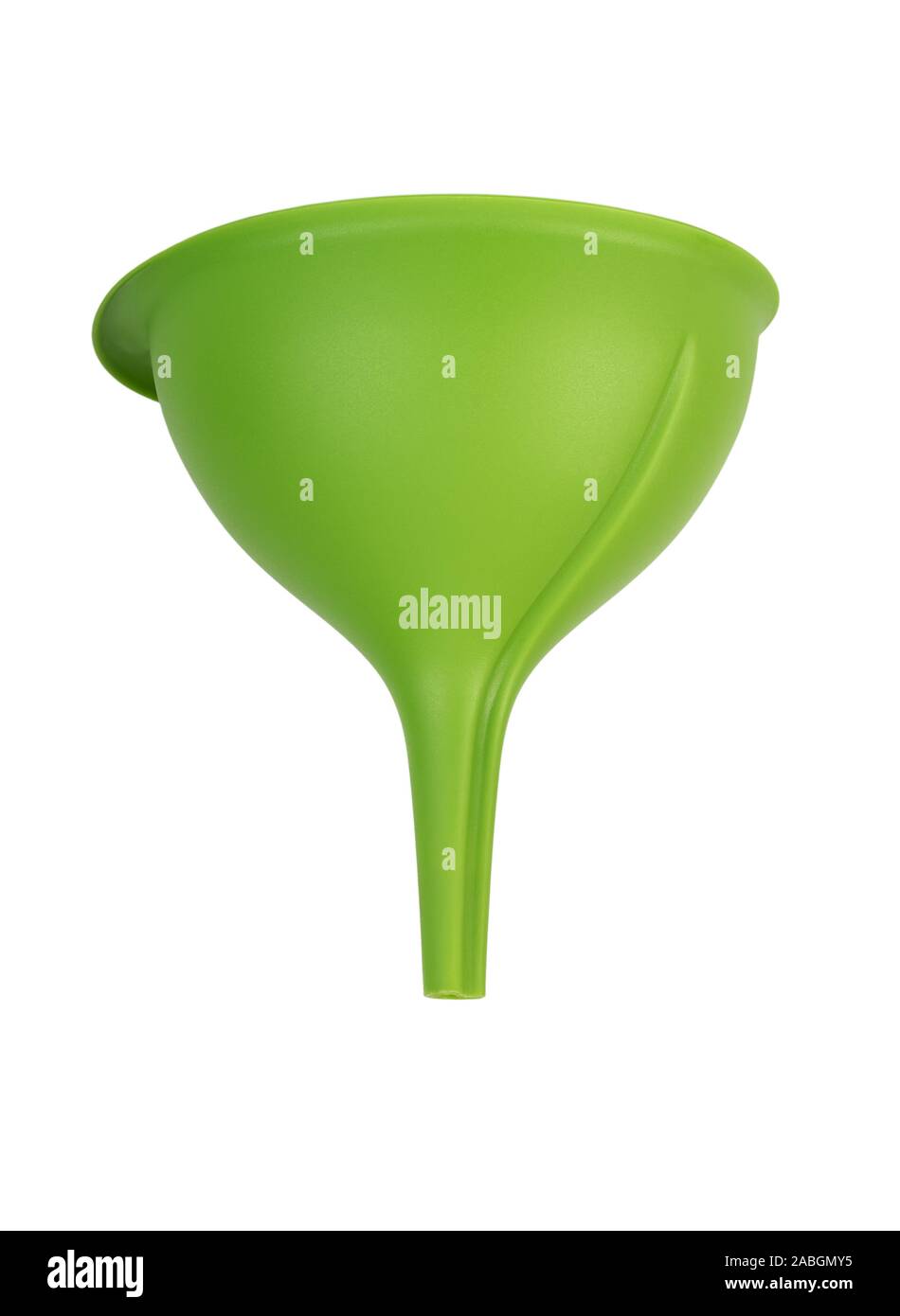 Green plastic kitchen funnel isolated on white background Stock Photo