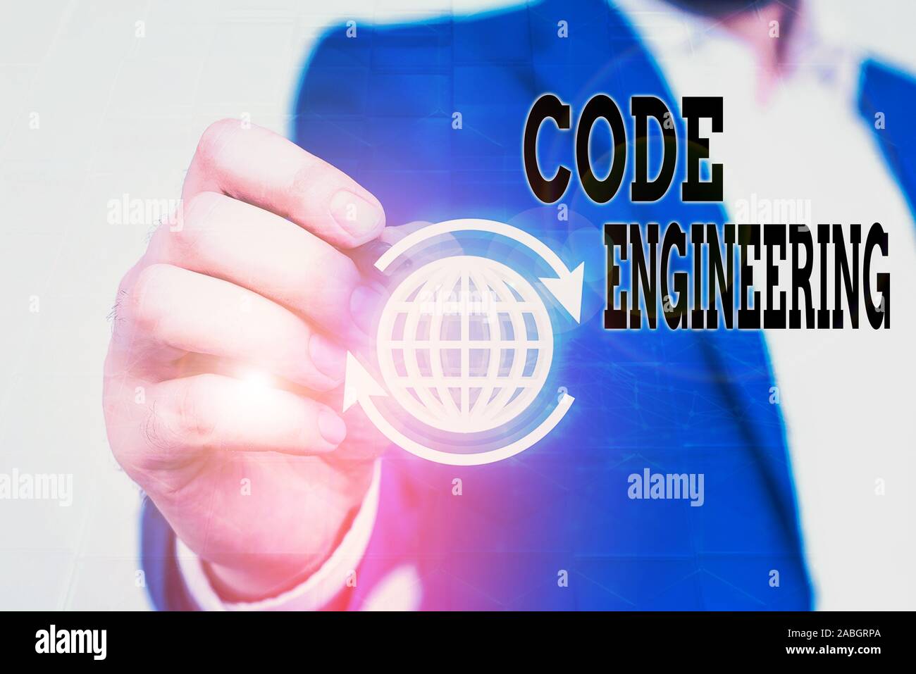Writing note showing Code Engineering. Business concept for application ...