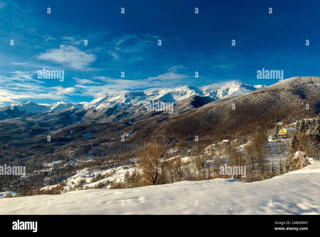 Italy Emilia Romagna - Overall view of the group of Mount Cusna and the ...