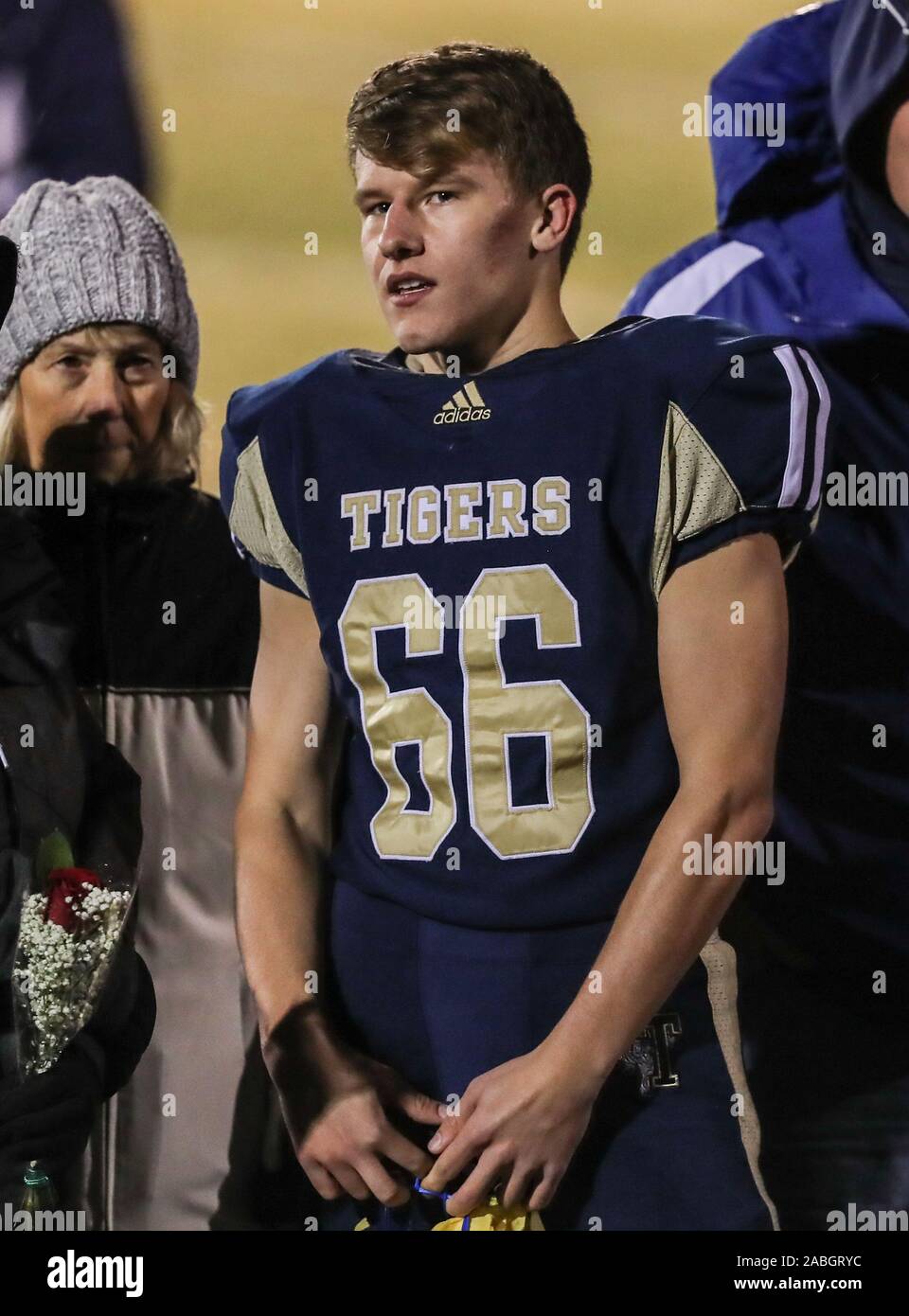 Varsity football action with Kellogg vs Timberlake High School in