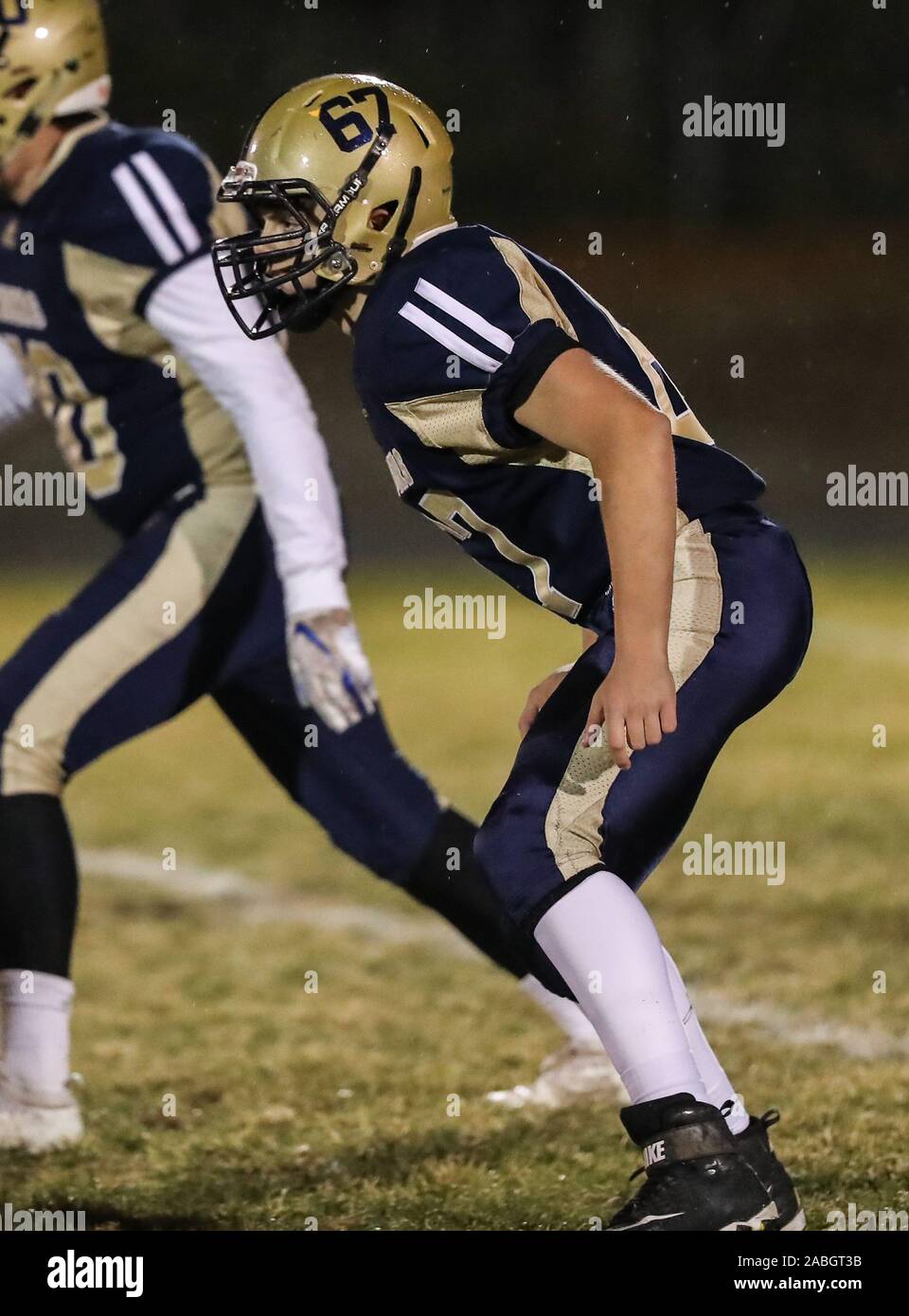 Varsity football action with Kellogg vs Timberlake High School in