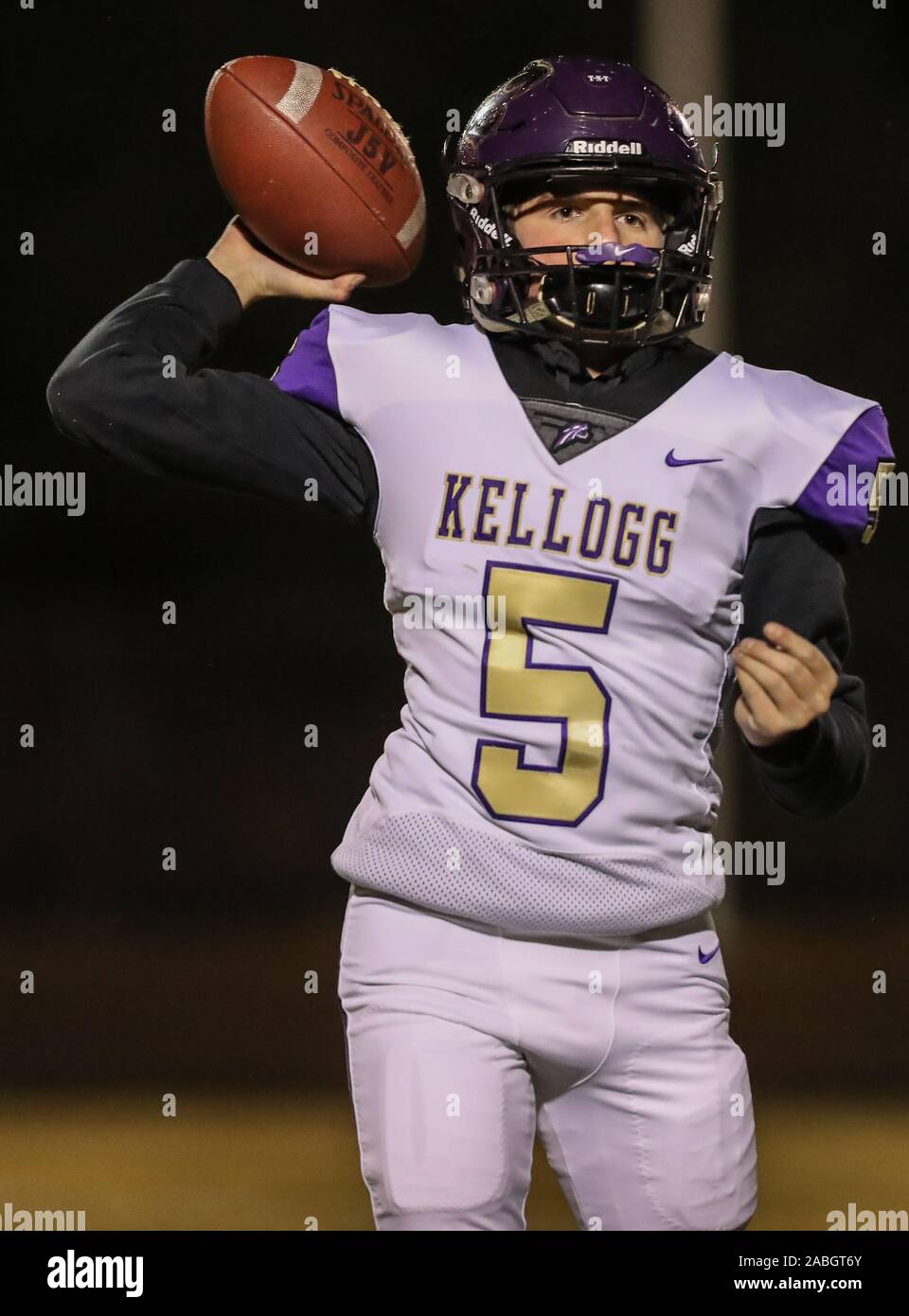 Varsity football action with Kellogg vs Timberlake High School in