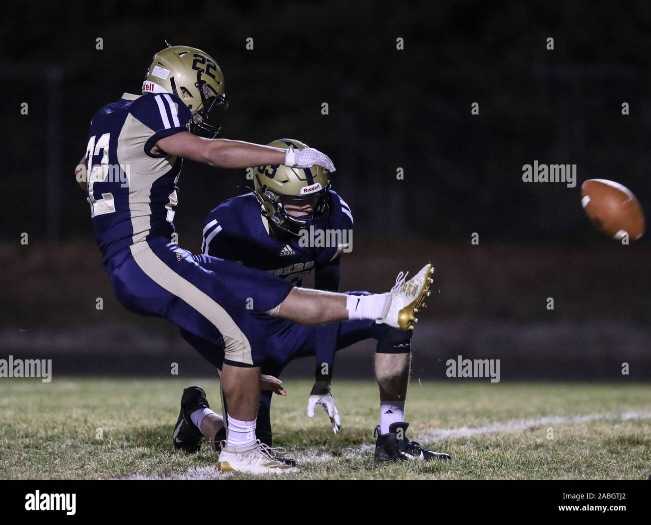 Varsity football action with Kellogg vs Timberlake High School in