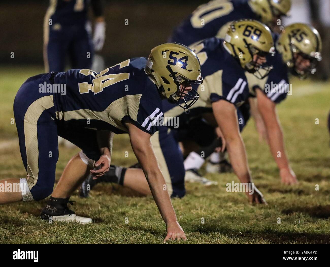 Varsity football action with Kellogg vs Timberlake High School in