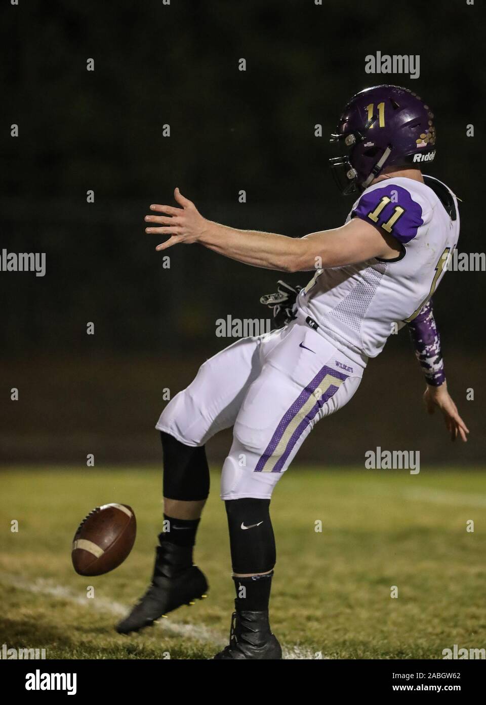 Varsity football action with Kellogg vs Timberlake High School in