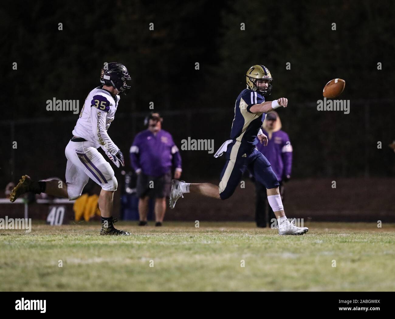 Varsity football action with Kellogg vs Timberlake High School in